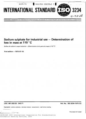 Sodium sulphate for industrial use; Determination of loss in mass at 110 degrees C