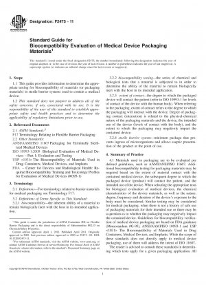 Standard Guide for Biocompatibility Evaluation of Medical Device Packaging Materials