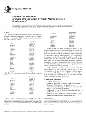 Standard Test Method for Analysis of Nickel Alloys by Spark Atomic Emission Spectrometry