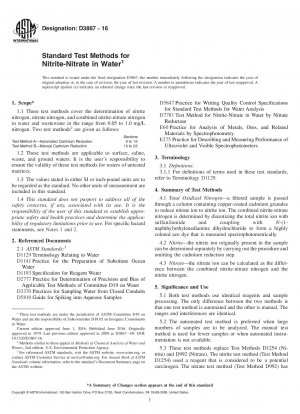 Standard Test Methods for  Nitrite-Nitrate in Water