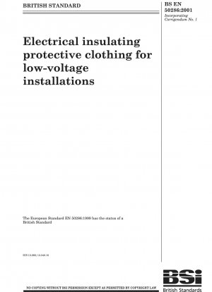 Electrical insulating protective clothing for low - voltage installations