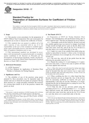 Standard Practice for Preparation of Substrate Surfaces for Coefficient of Friction Testing