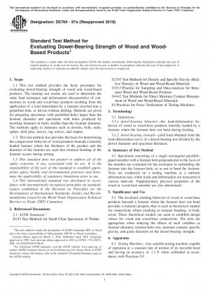 Standard Test Method for Evaluating Dowel-Bearing Strength of Wood and Wood-Based Products