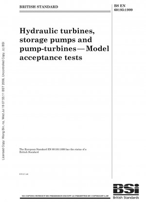 Hydraulic turbines, storage pumps and pump-turbines — Model acceptance tests