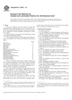 Standard Test Methods for Coated and Laminated Fabrics for Architectural Use