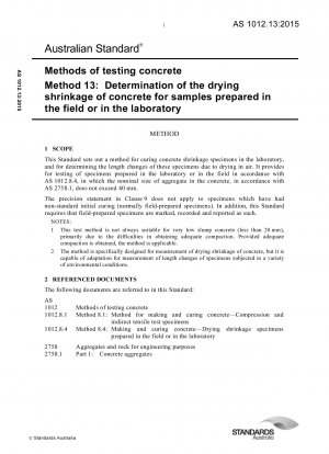 Methods of testing concrete, Method 13: Determination of the drying shrinkage of concrete for samples prepared in the field or in the laboratory