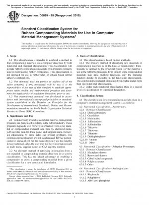 Standard Classification System for Rubber Compounding Materials for Use in Computer Material Management Systems