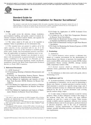 Standard Guide for Sensor Set Design and Irradiation for Reactor Surveillance