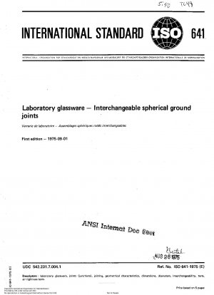 Laboratory glassware; Interchangeable spherical ground joints