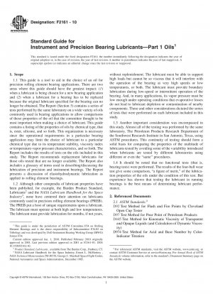 Standard Guide for Instrument and Precision Bearing Lubricants-Part 1 Oils