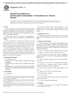 Standard Test Method for  Carbon Black Extractables&x2014;Transmittance of Toluene Extract