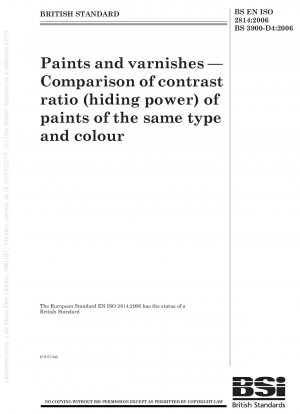 Paints and varnishes. Comparison of contrast ratio (hiding power) of paints of the same type and colour