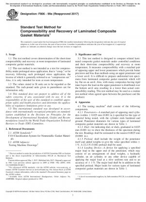 Standard Test Method for Compressibility and Recovery of Laminated Composite Gasket Materials
