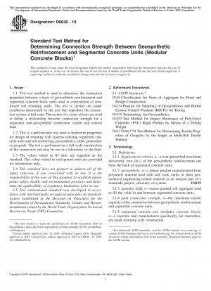 Standard Test Method for Determining Connection Strength Between Geosynthetic Reinforcement and Segmental Concrete Units (Modular Concrete Blocks)