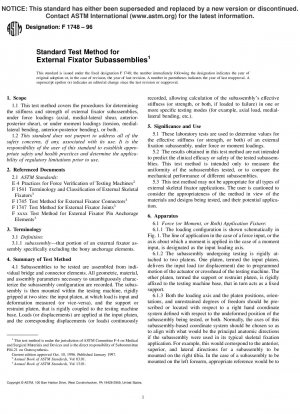 Test Method for External Fixator Subassemblies (Withdrawn 2000)