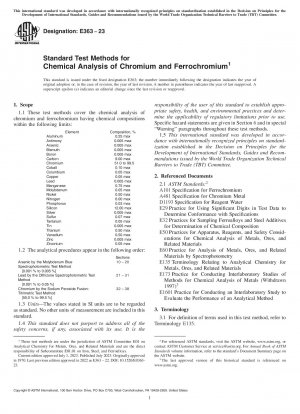 Standard Test Methods for Chemical Analysis of Chromium and Ferrochromium