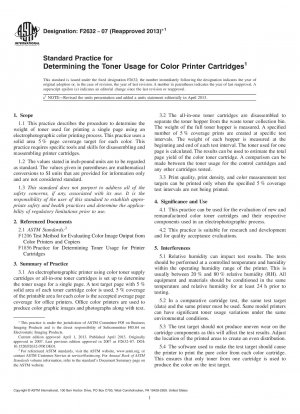 Standard Practice for  Determining  the Toner Usage for Color Printer Cartridges