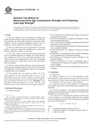 Standard Test Method for  Measuring Early-Age Compressive Strength and Projecting Later-Age  Strength