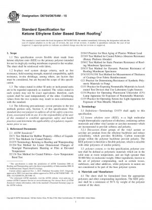 Standard Specification for  Ketone Ethylene Ester Based Sheet Roofing