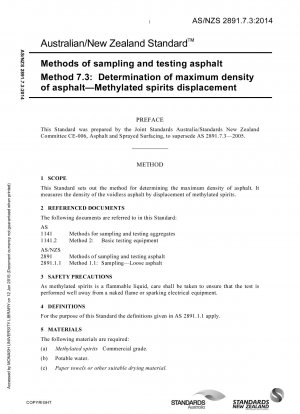 Bitumen Sampling and Test Methods Determination of Maximum Density of Bitumen Methylated Alcohol Displacement