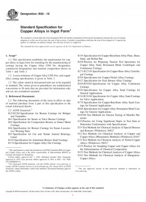 Standard Specification for Copper Alloys in Ingot Form