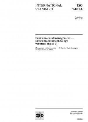 Environmental management - Environmental technology verification (ETV)