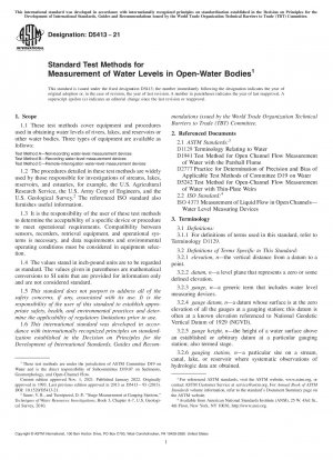 Standard Test Methods for Measurement of Water Levels in Open-Water Bodies