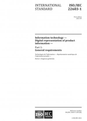 Information technology - Digital representation of product information - Part 1: General requirements