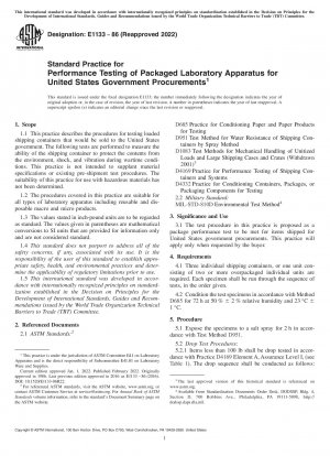 Standard Practice for Performance Testing of Packaged Laboratory Apparatus for United States Government Procurements
