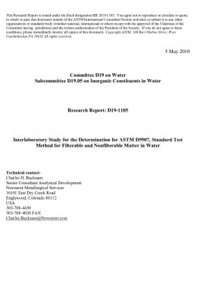 D5907-Test Methods for Filterable Matter (Total Dissolved Solids) and Nonfilterable Matter (Total Suspended Solids) in Water