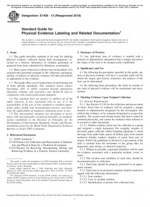 Standard Guide for Physical Evidence Labeling and Related Documentation