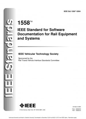 IEEE Standard for Software Documentation for Rail Equipment and Systems