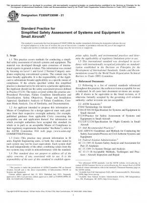 Standard Practice for Simplified Safety Assessment of Systems and Equipment in Small Aircraft