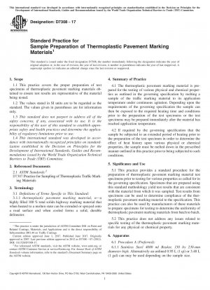 Standard Practice for Sample Preparation of Thermoplastic Pavement Marking Materials
