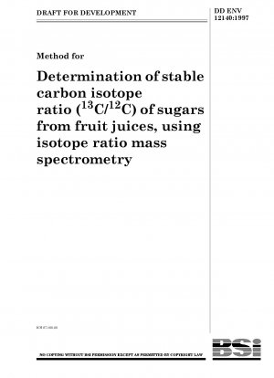 Method for determination of stable carbon isotope ratio (<UP1><UP3>C/<UP1><UP2>C) of sugars from fruit juices, using isotope ratio mass spectrometry