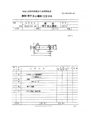 Machine tool fixture parts and components process card sliding column (for centerless grinder)