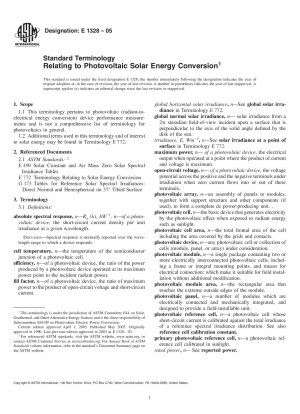 Standard Terminology Relating to Photovoltaic Solar Energy Conversion 