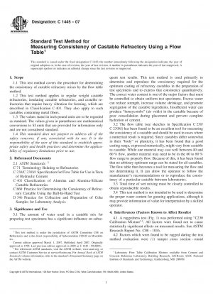 Standard Test Method for Measuring Consistency of Castable Refractory Using a Flow Table