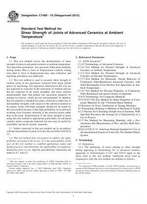 Standard Test Method for Shear Strength of Joints of Advanced Ceramics at Ambient Temperature