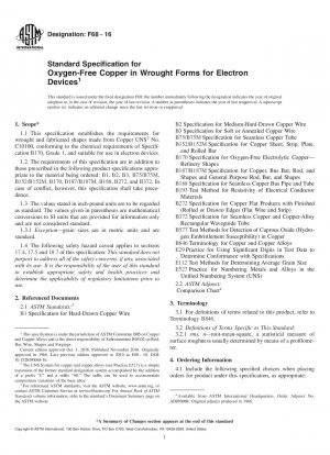 Standard Specification for Oxygen-Free Copper in Wrought Forms for Electron Devices