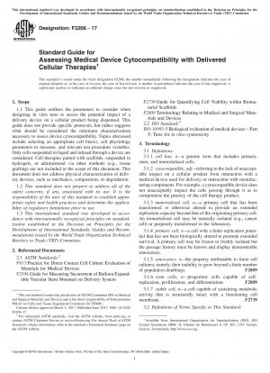 Standard Guide for Assessing Medical Device Cytocompatibility with Delivered Cellular Therapies