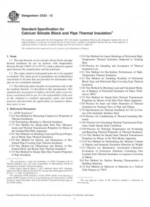 Standard Specification for Calcium Silicate Block and Pipe Thermal Insulation