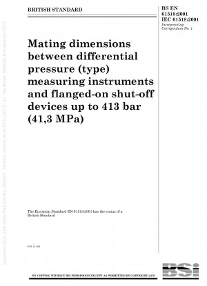 Mating dimensions between differential pressure (type) measuring instruments and flanged - on shut - off devices up to 413 bar (41,3 MPa)