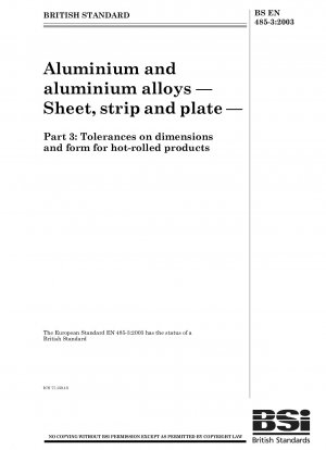 Aluminium and aluminium alloys - Sheet, strip and plate - Tolerances on dimensions and form for hot-rolled products
