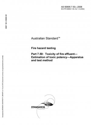 Fire hazard testing - Toxicity of fire effluent - Estimation of toxic potency - Apparatus and test method