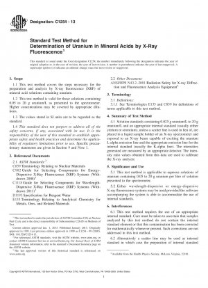 Standard Test Method for  Determination of Uranium in Mineral Acids by X-Ray Fluorescence