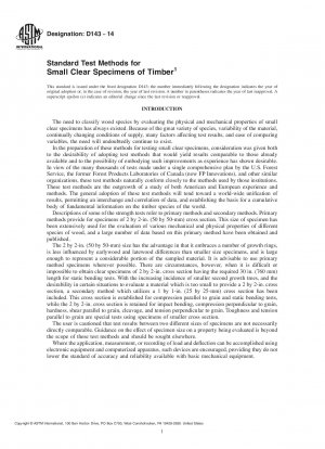 Standard Test Methods for  Small Clear Specimens of Timber