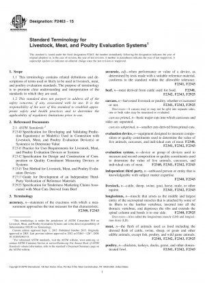 Standard Terminology for  Livestock, Meat, and Poultry Evaluation Systems