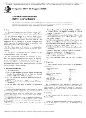 Standard Specification for Methyl Isoamyl Ketone