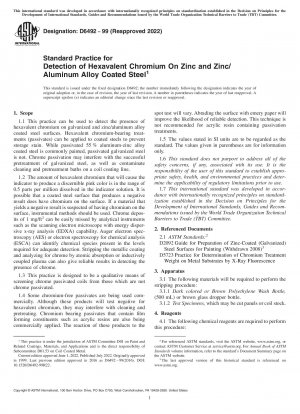 Standard Practice for Detection of Hexavalent Chromium On Zinc and Zinc/Aluminum Alloy Coated Steel